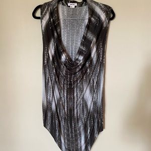 Helmut Lang Jersey Vertebrae Print Cowl Neck Top